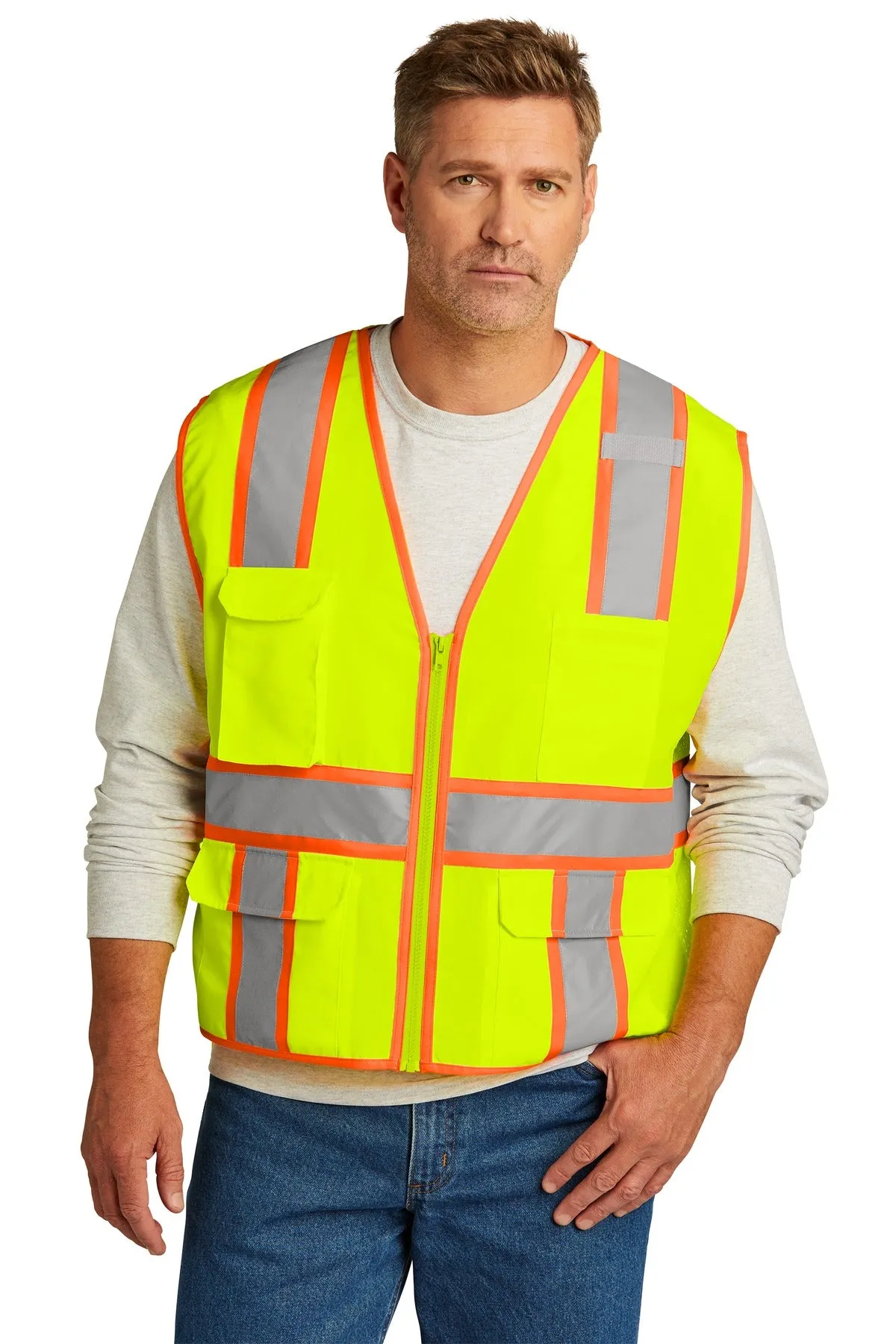 CornerStone ANSI 107 Class 2 Surveyor Zippered Two-Tone Vest. CSV105