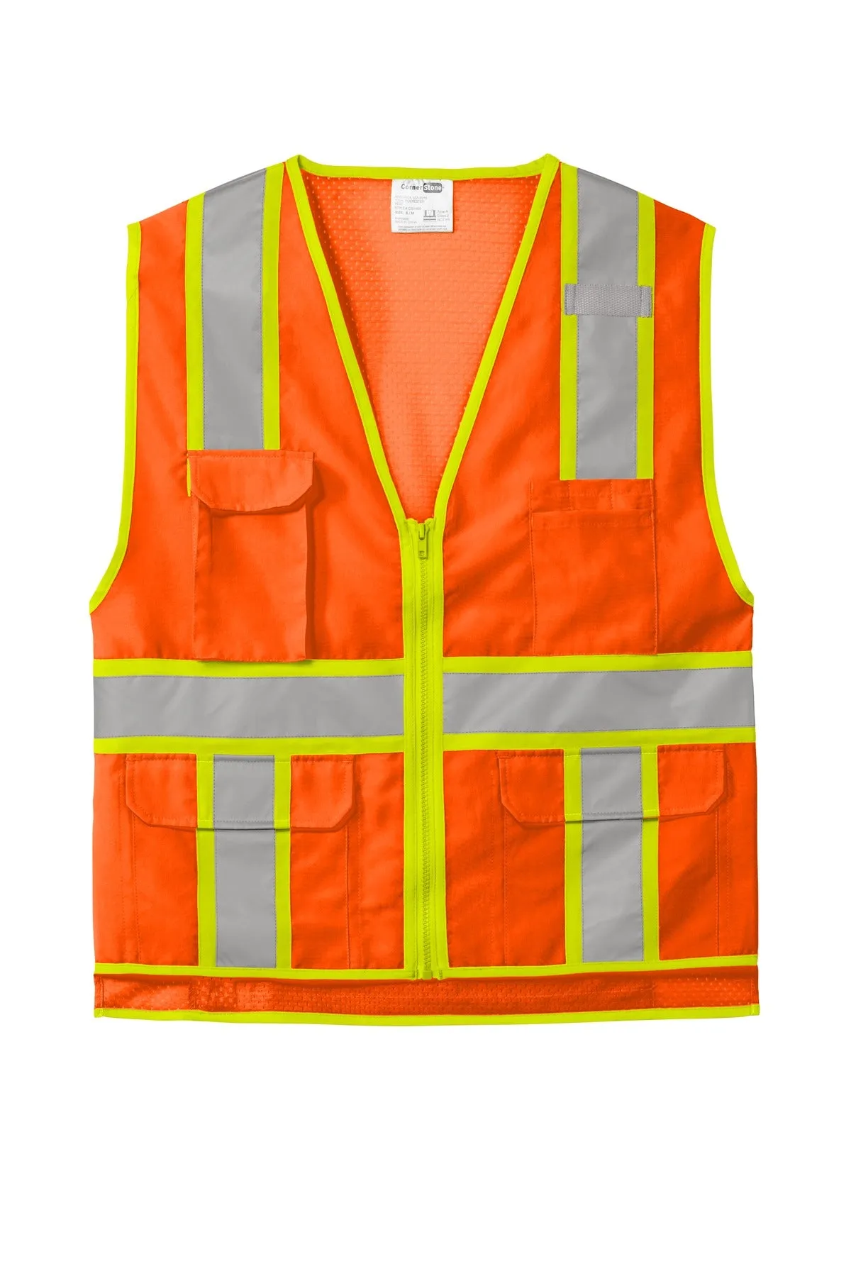 CornerStone ANSI 107 Class 2 Surveyor Zippered Two-Tone Vest. CSV105