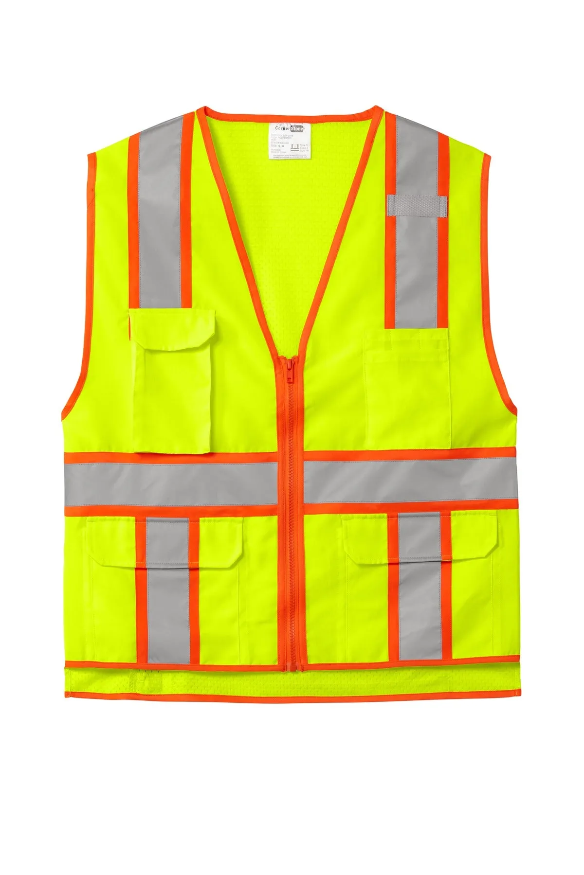 CornerStone ANSI 107 Class 2 Surveyor Zippered Two-Tone Vest. CSV105