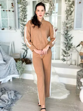 County Line Sweater Co Ord Set - Beige