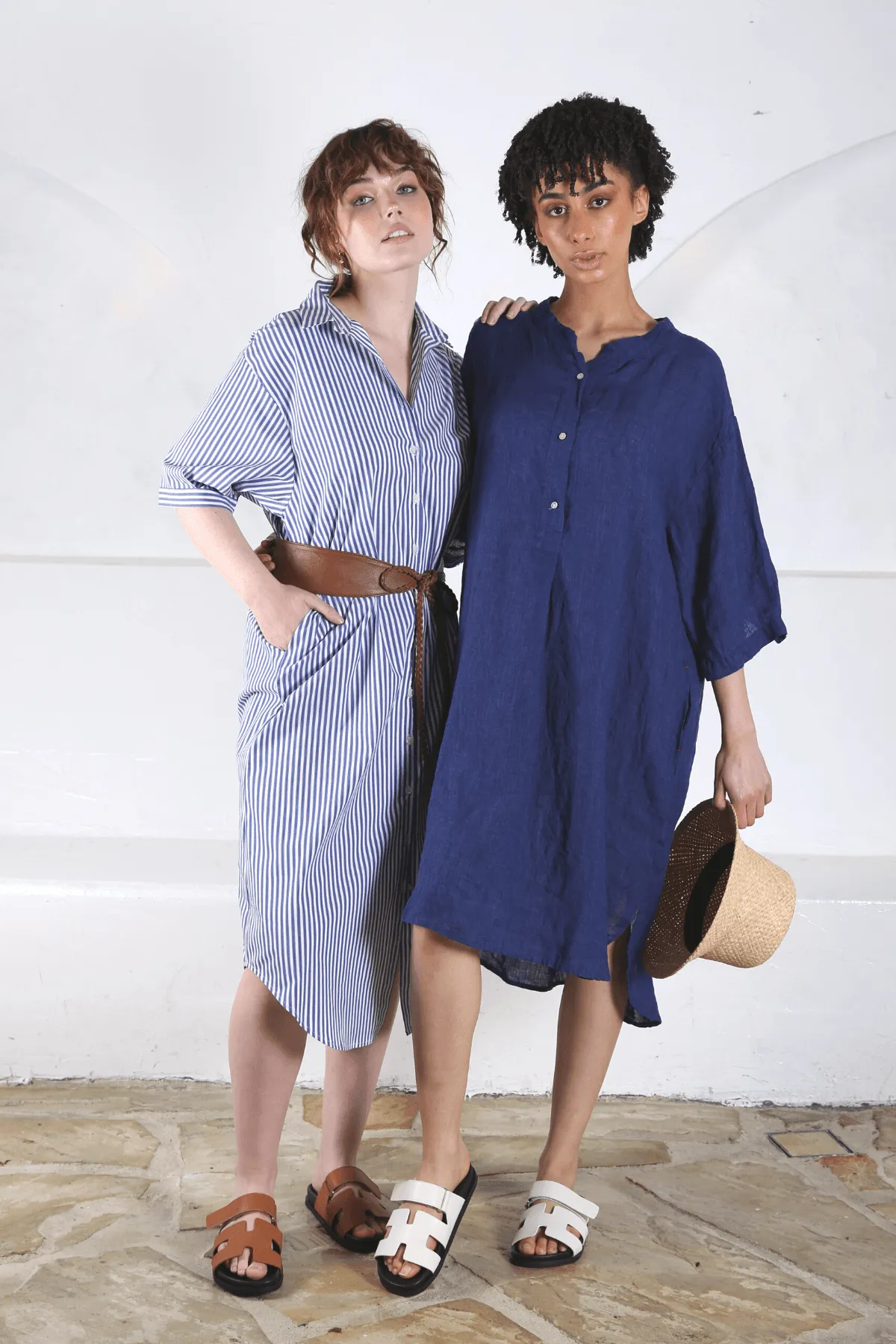 Denmark Shirt Dress Azul Blue in Linen