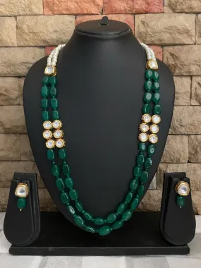 Designer Green Jade Beads Necklace With kundan For Ladies By Gehna Shop