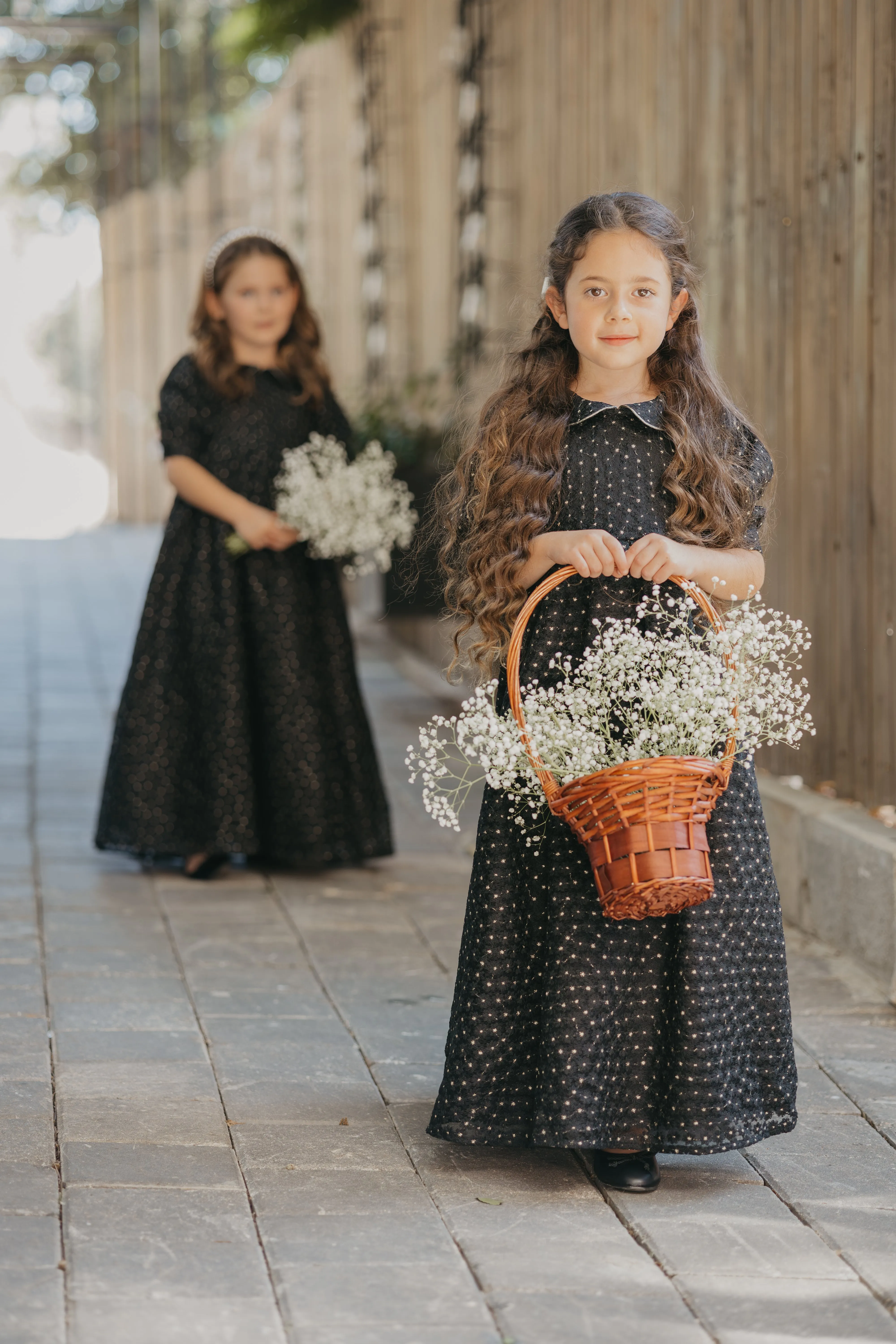 dress madeline gown mini flower with collar - black