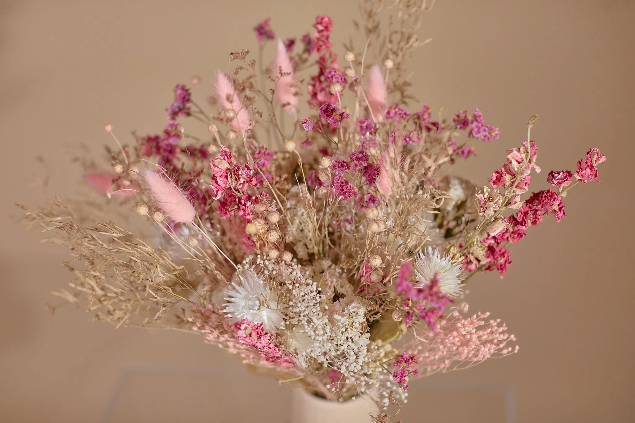 Dried Flowers Bridal Bouquet - Baby Pink & Cream