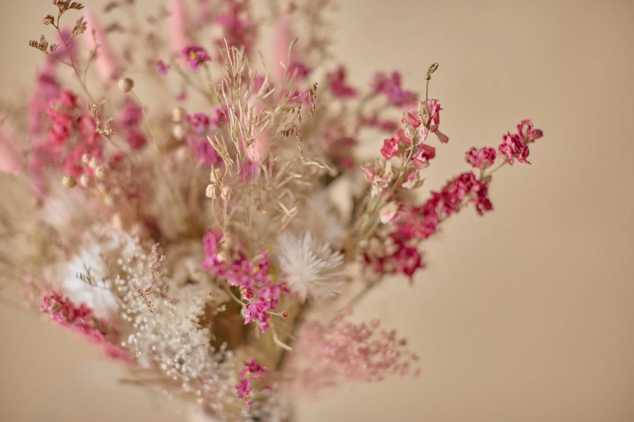 Dried Flowers Bridal Bouquet - Baby Pink & Cream