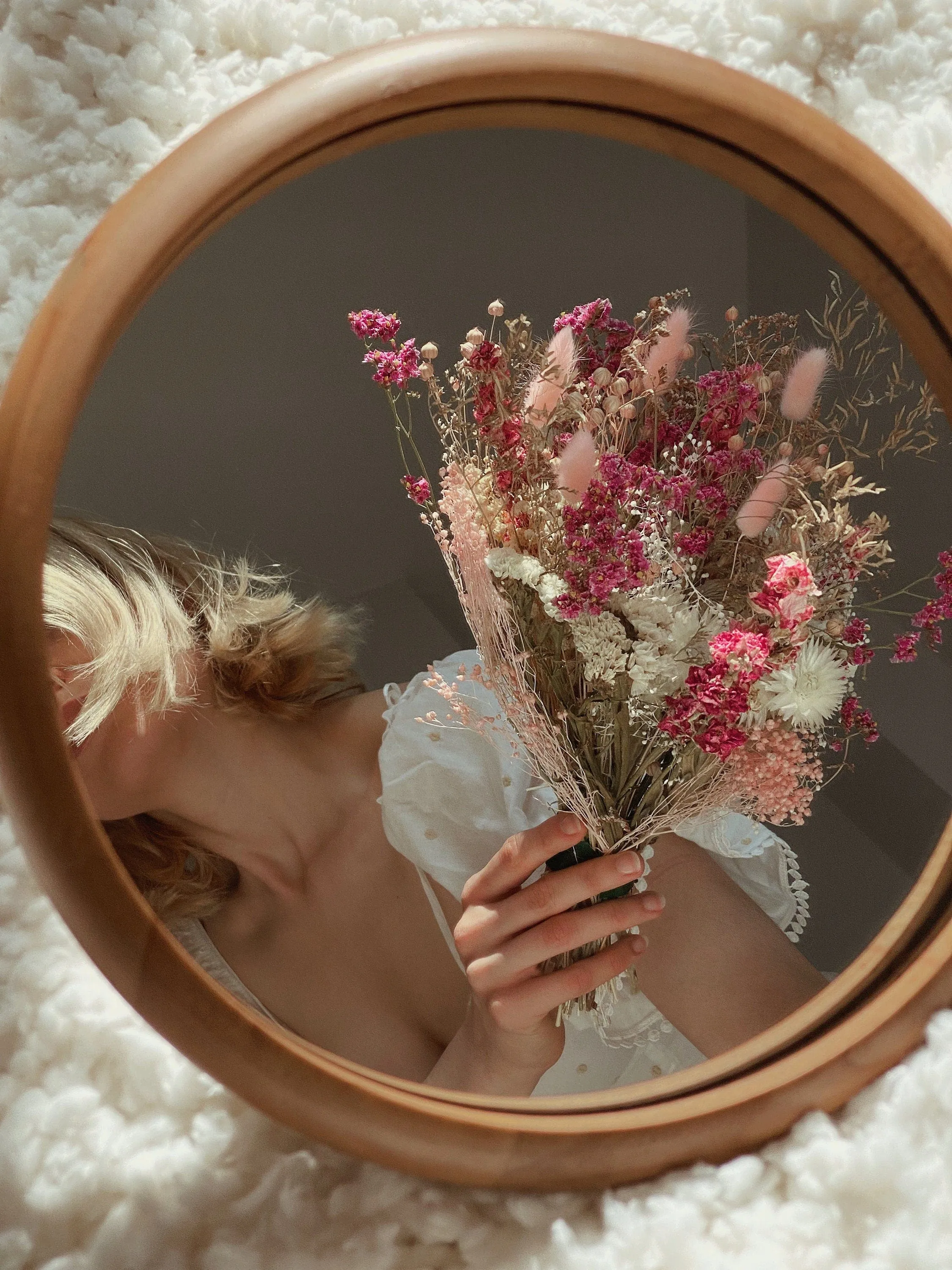 Dried Flowers Bridal Bouquet - Baby Pink & Cream