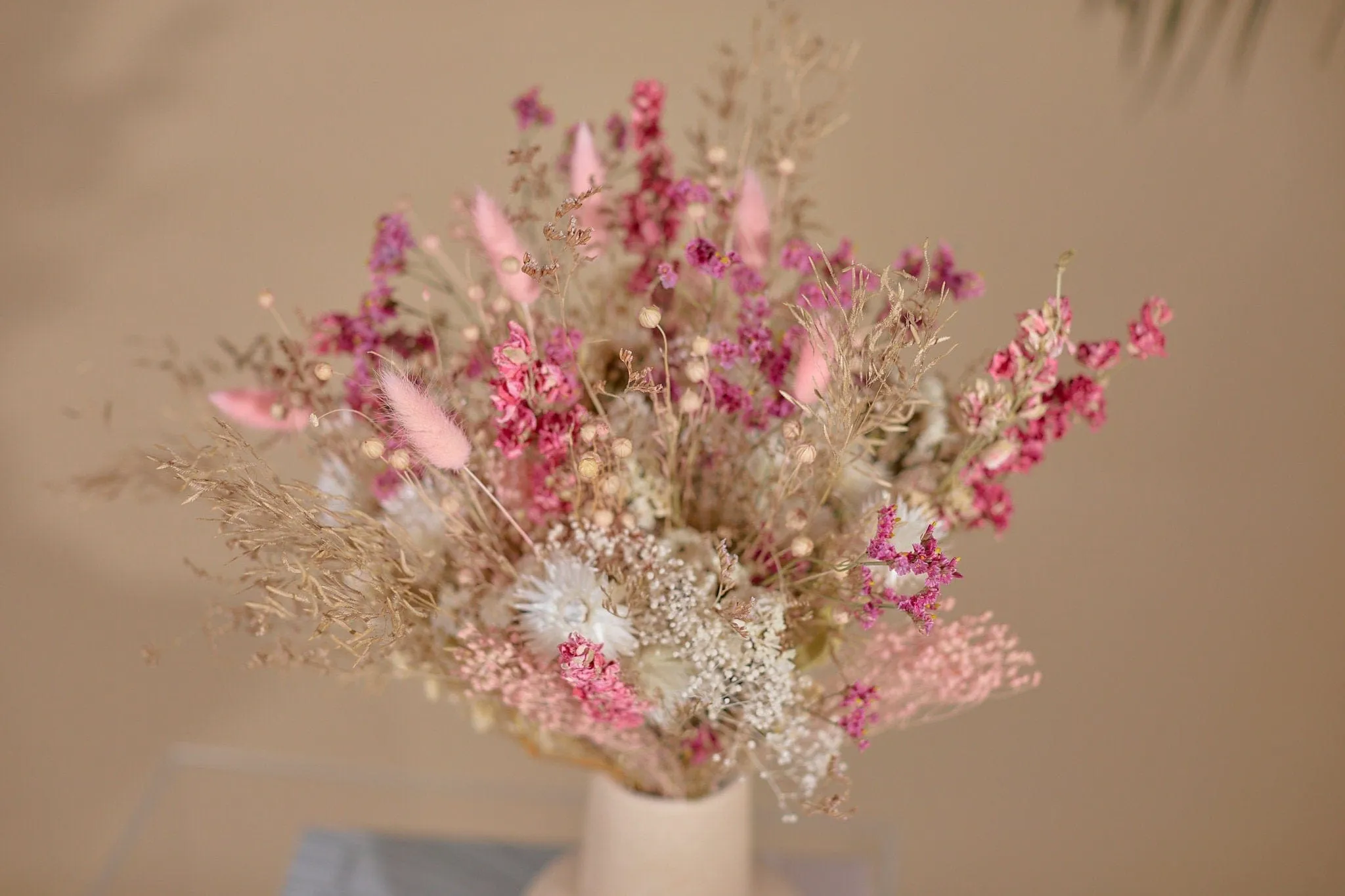 Dried Flowers Bridal Bouquet - Baby Pink & Cream