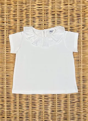 Embroidered ruffle collar Girly T-shirt