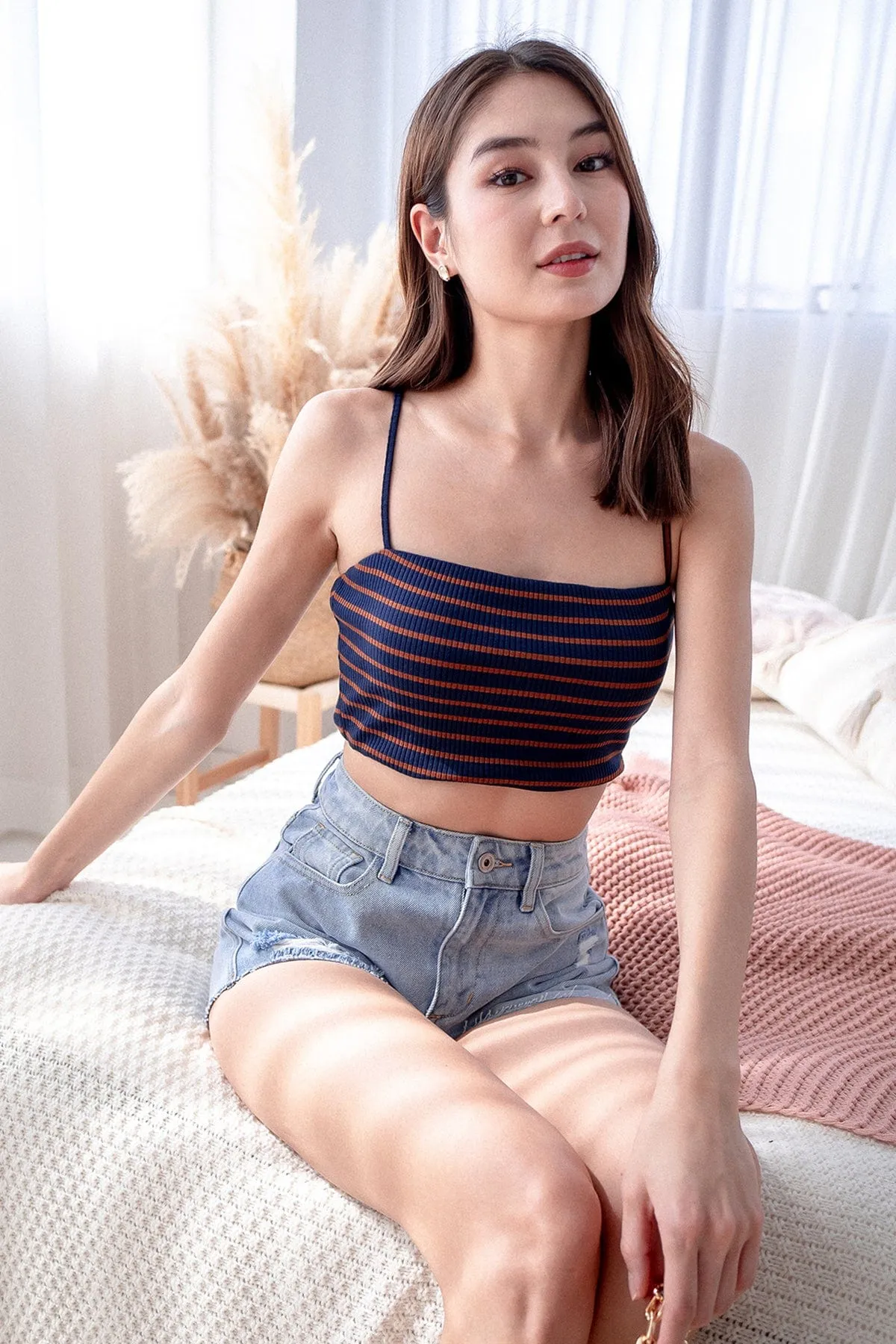 FELIZ STRIPES PADDED TOP IN NAVY