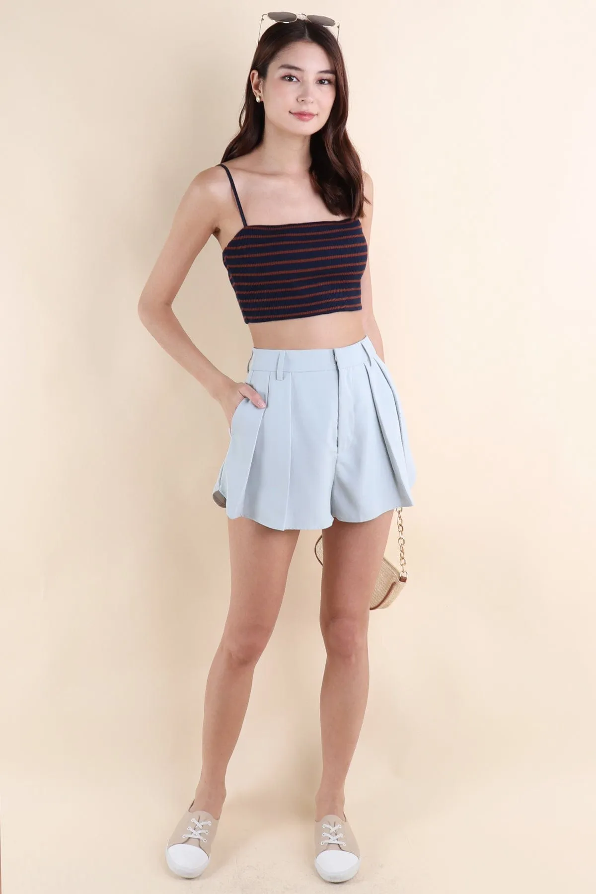 FELIZ STRIPES PADDED TOP IN NAVY