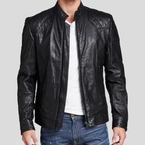 Frits Black Quilted Leather Jacket