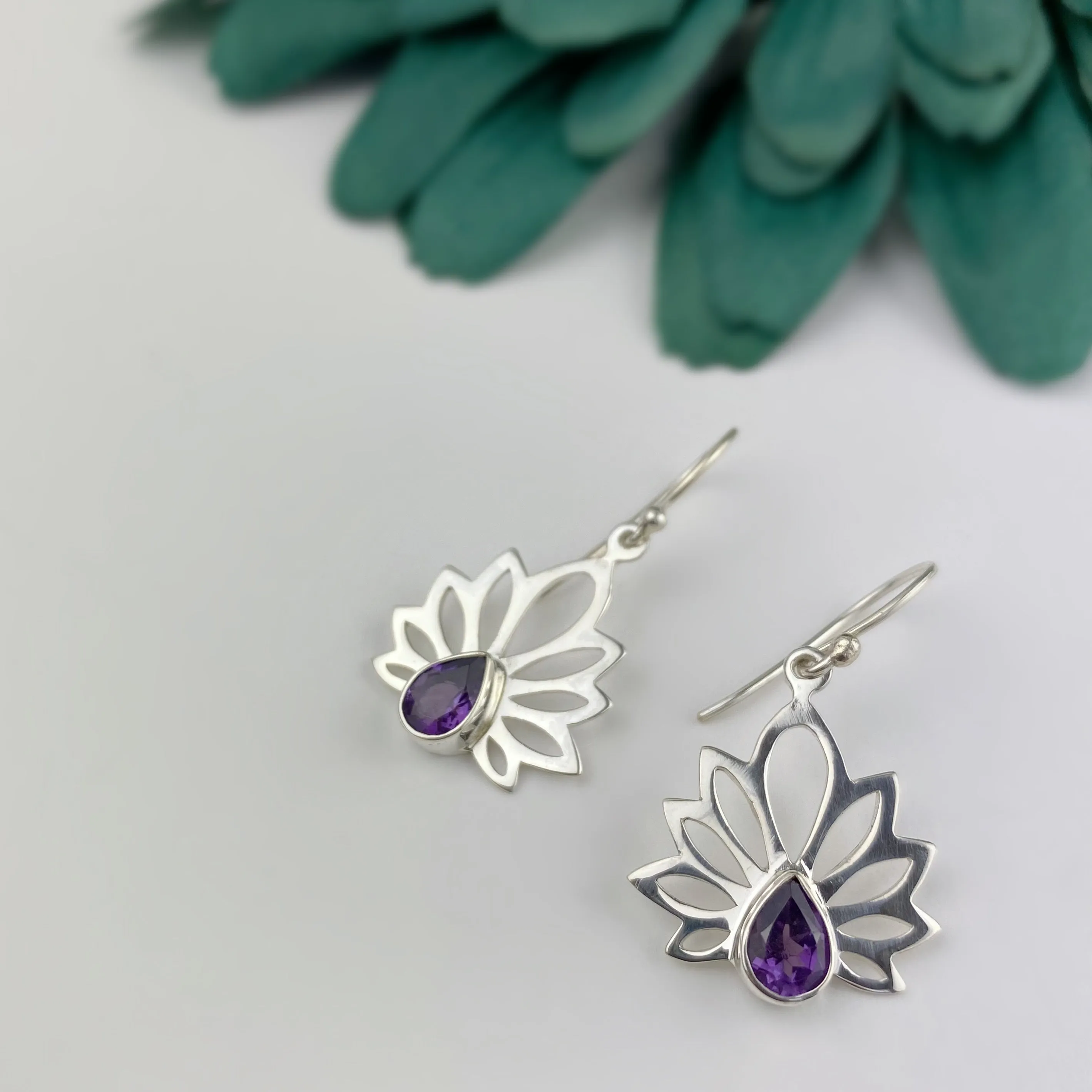 Gemstone Lotus Earrings - VE693