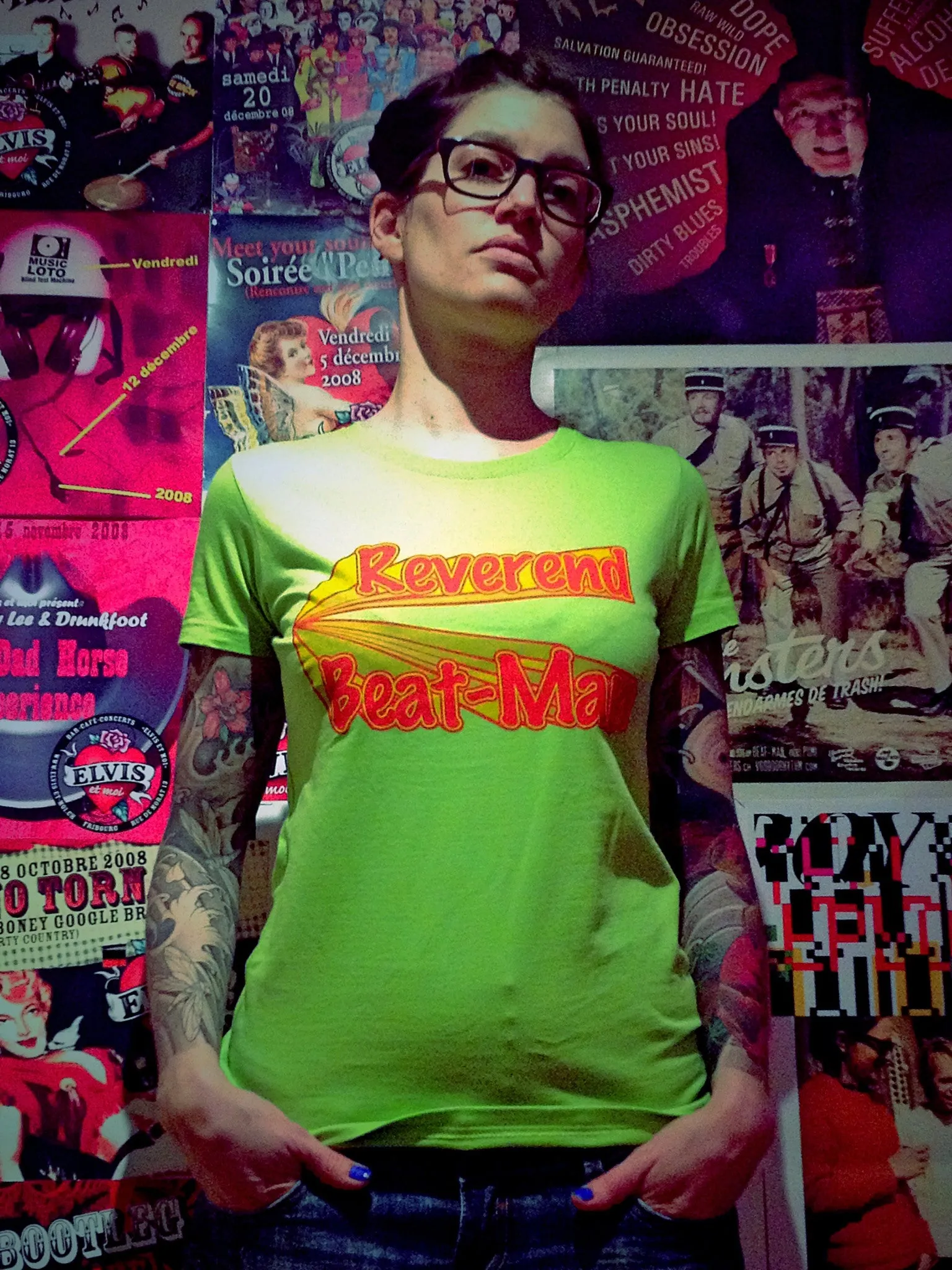 Girl - T-Shirt -  Poison Green - Reverned Beat-Man 70's Style