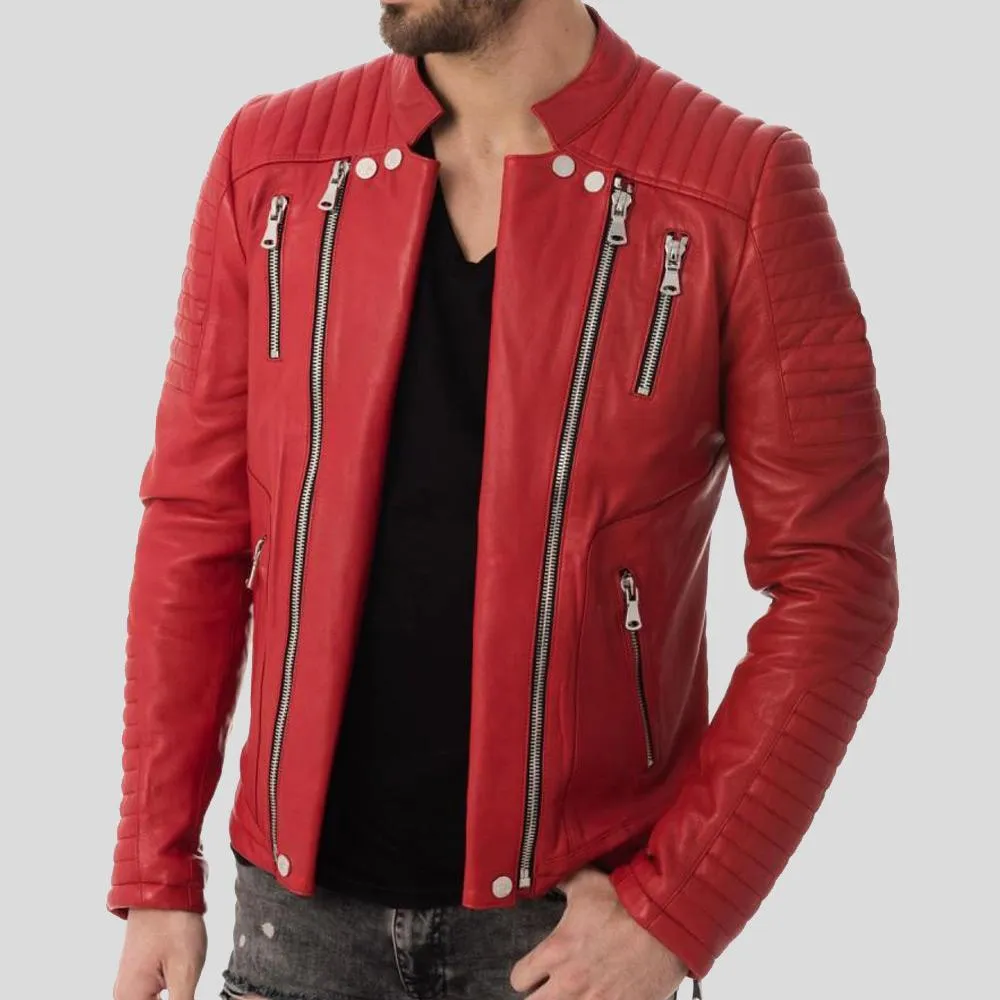 Gyles Red Quilted Leather Jacket