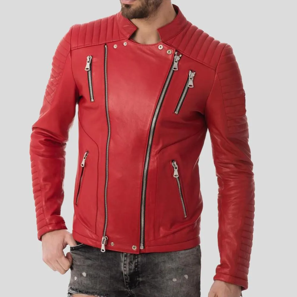 Gyles Red Quilted Leather Jacket