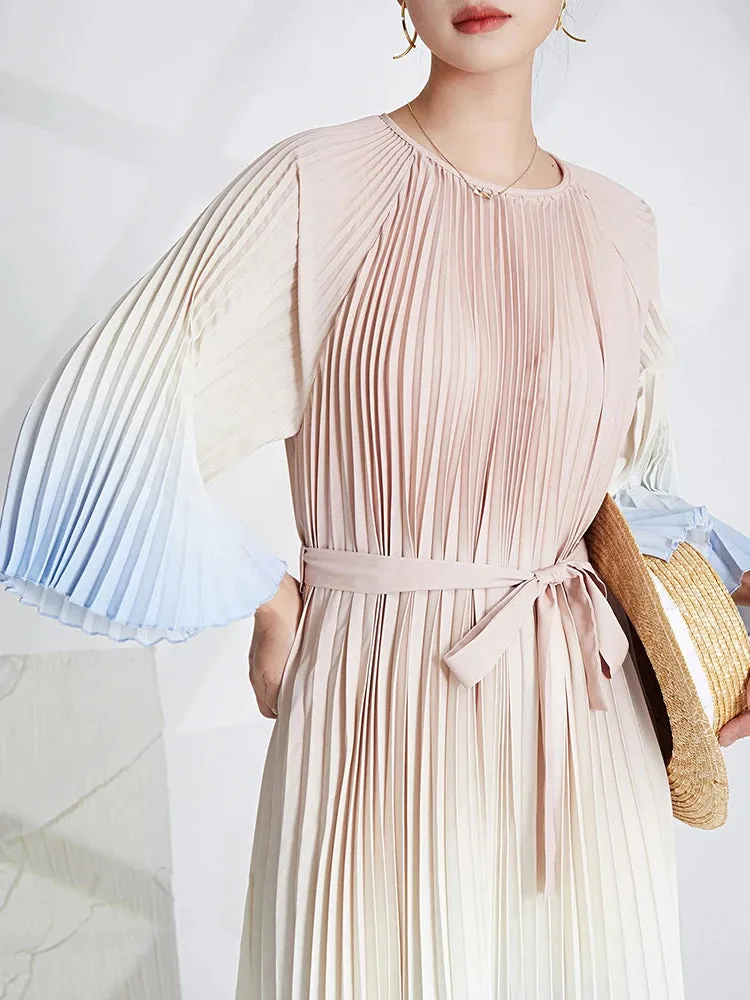 HEYFANCYSTYLE Pastel Ombre Pleated Dress