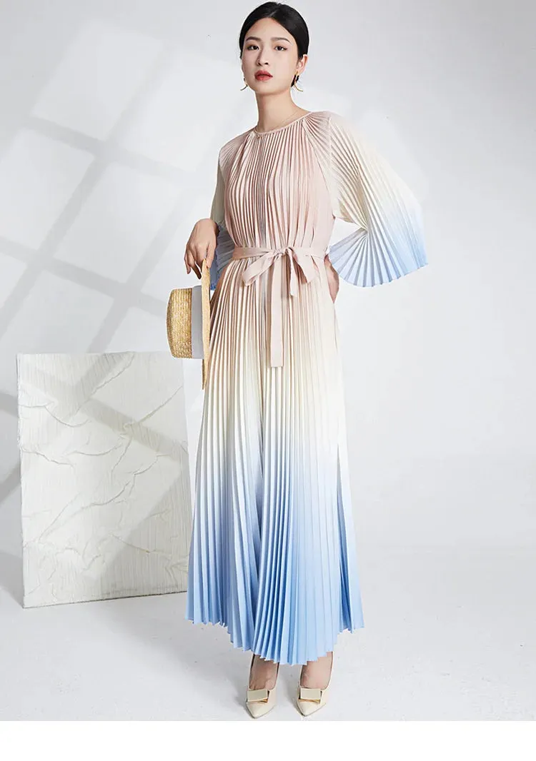 HEYFANCYSTYLE Pastel Ombre Pleated Dress