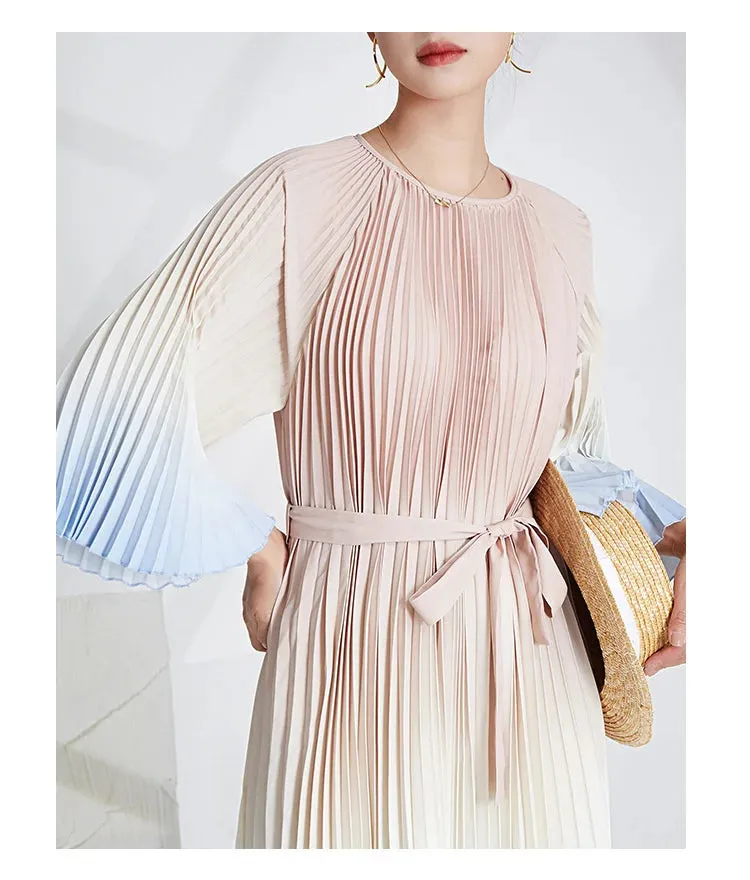 HEYFANCYSTYLE Pastel Ombre Pleated Dress