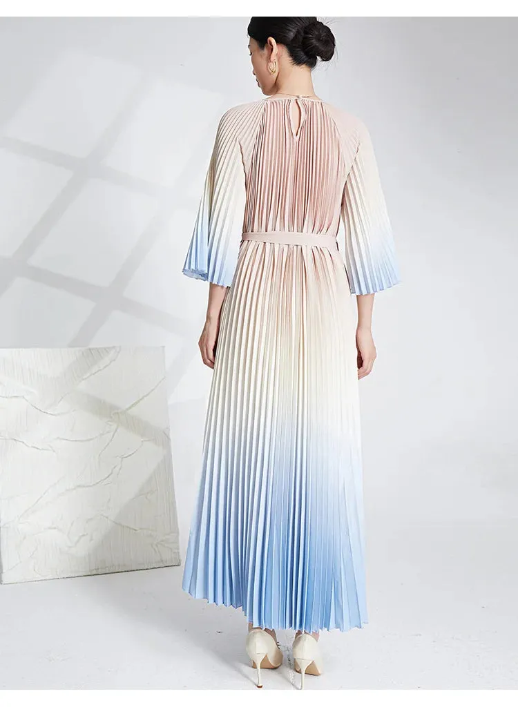 HEYFANCYSTYLE Pastel Ombre Pleated Dress