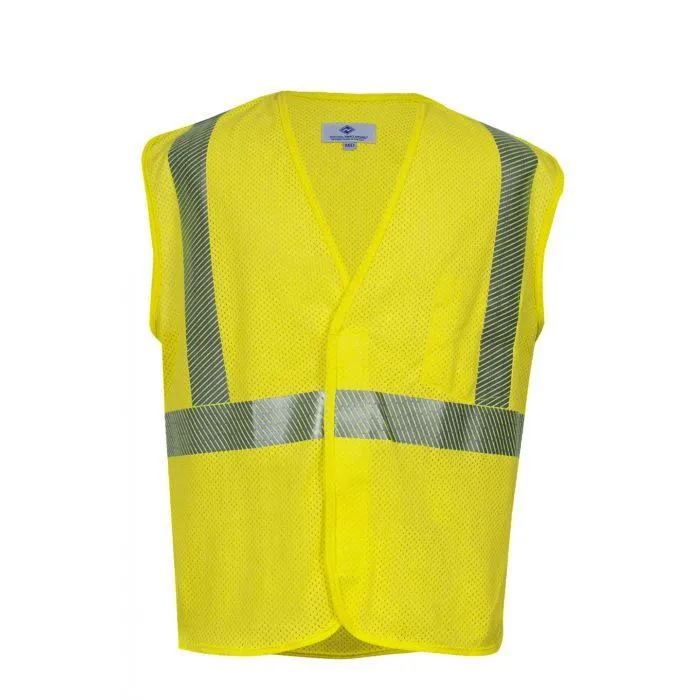 Hi-Vis Mesh Safety Vest - Fire (FR) and Arc Flash Resistant, Silver Segmented Reflective Trim,  Chest Pocket, Type R Class 2 - National Safety Apparel