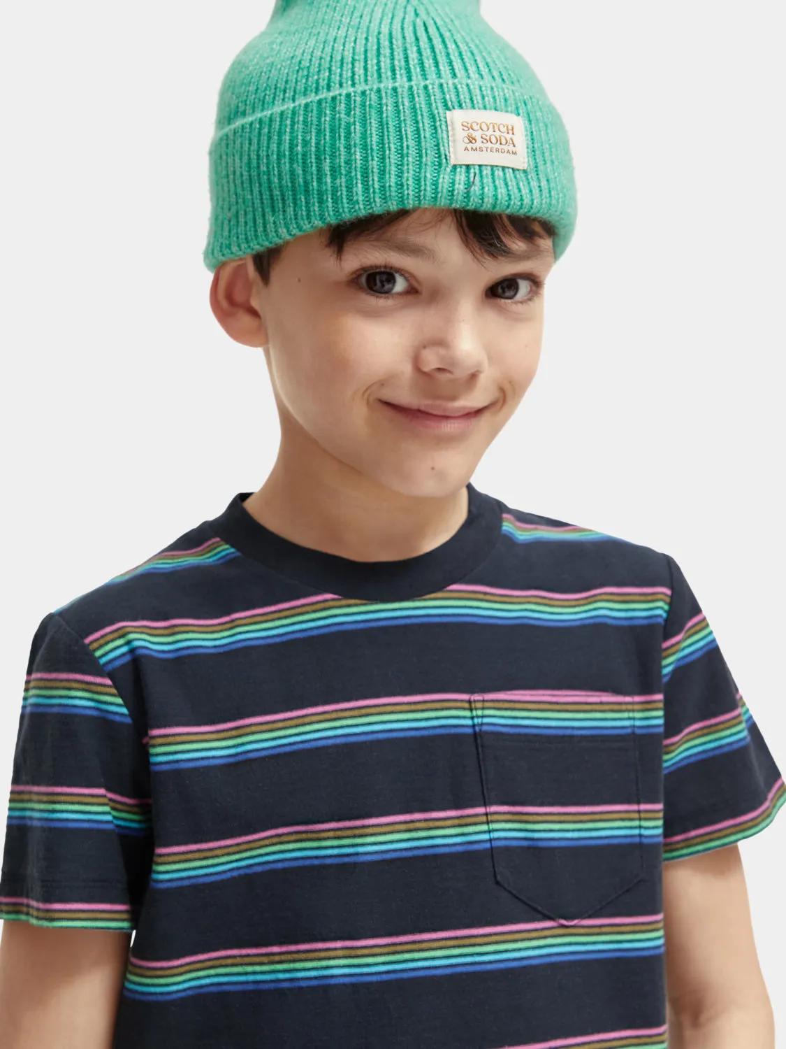 Kids - Relaxed-fit pocketed striped t-shirt