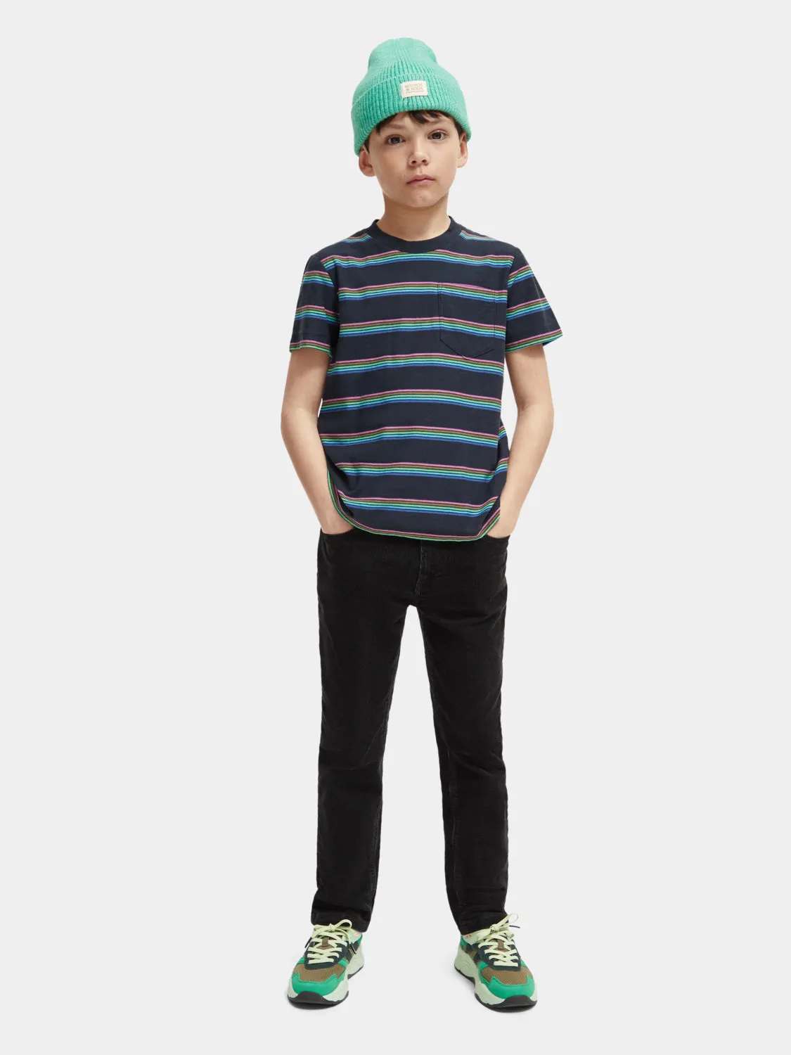 Kids - Relaxed-fit pocketed striped t-shirt