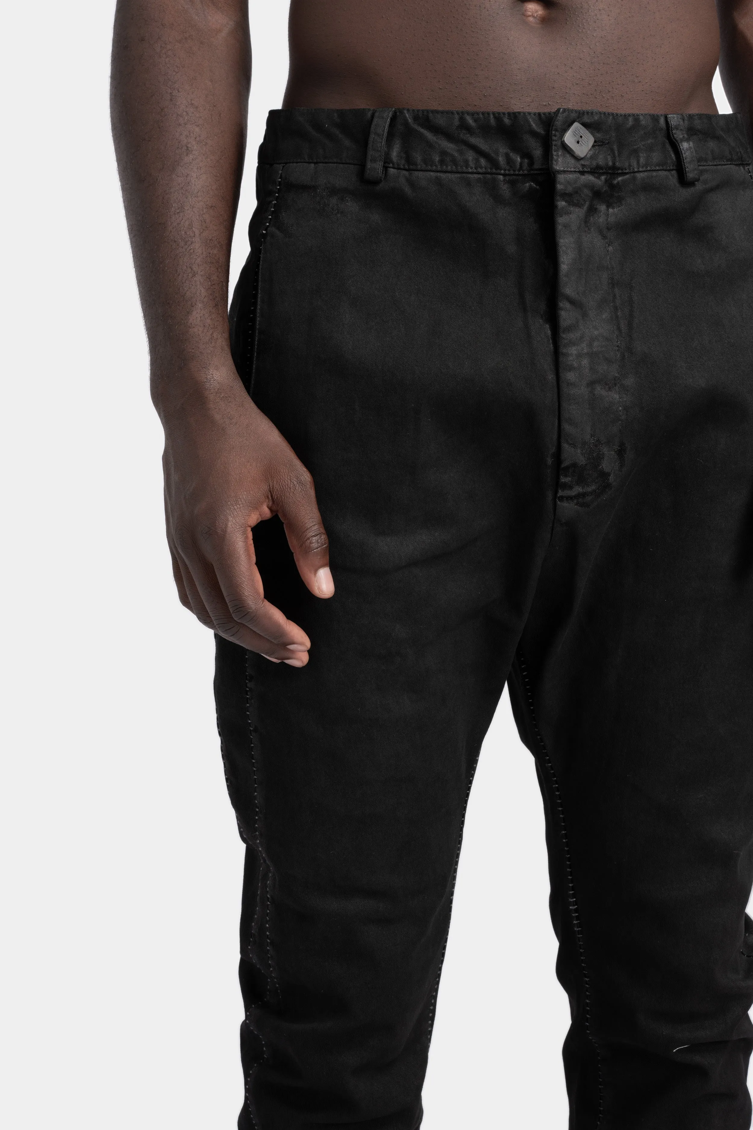 Leather effect lightweight chinos