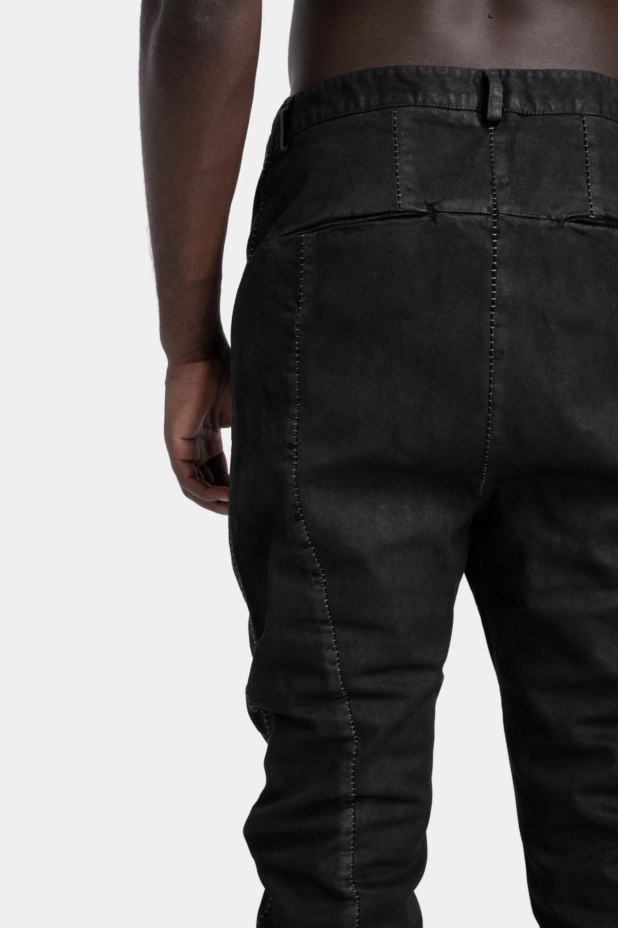 Leather effect lightweight chinos