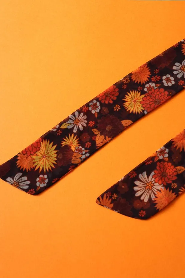 Little Sadie Brown Floral Skinny Scarf