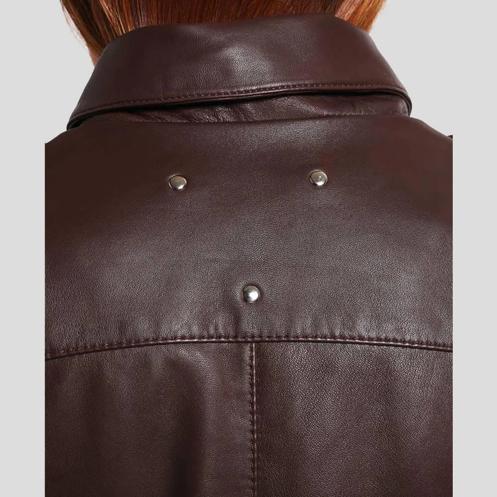 Luna Brown Biker Leather Jacket