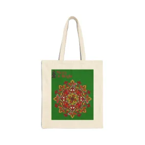 Mandala Design Cotton Tote Bag - Handmade Holiday Accessory