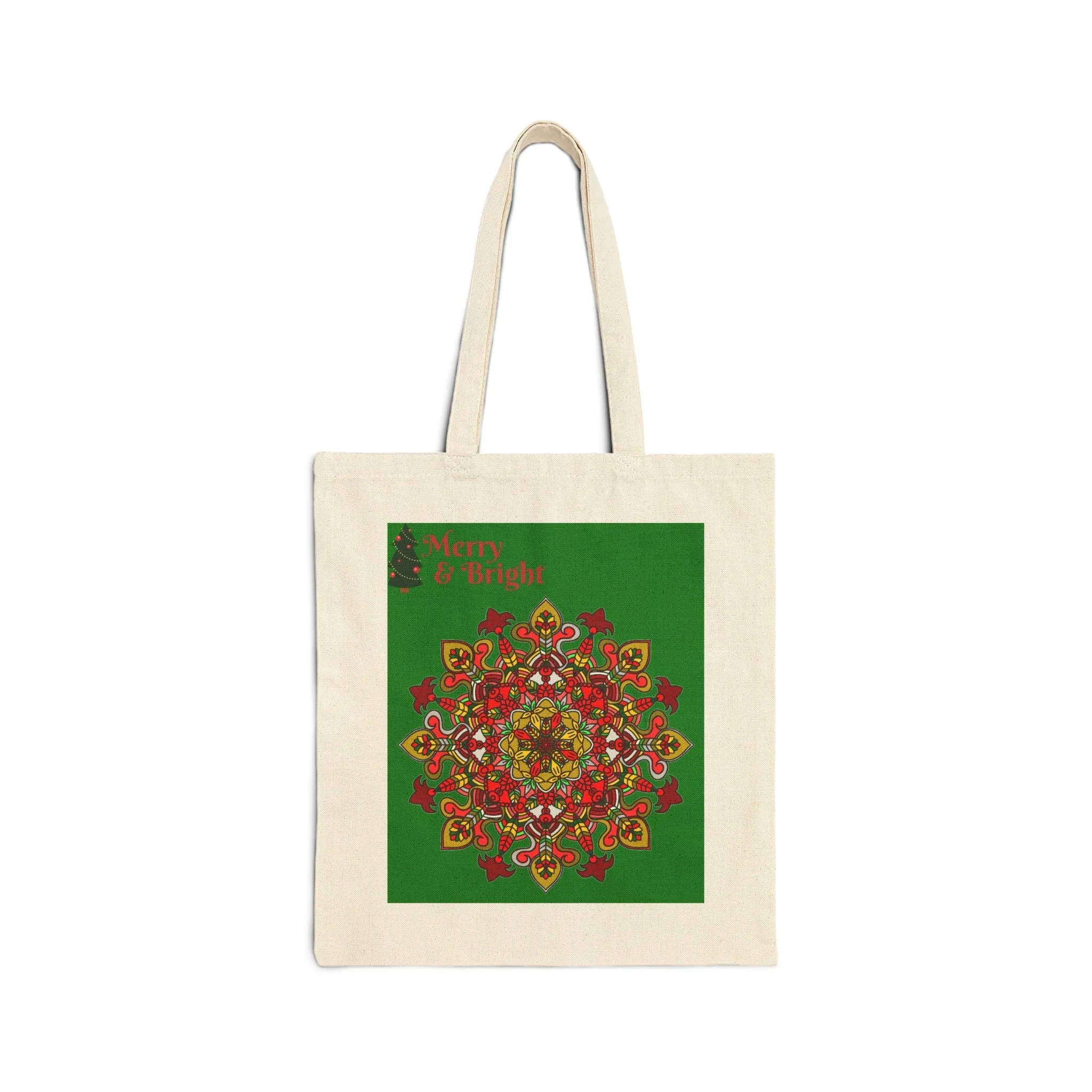 Mandala Design Cotton Tote Bag - Handmade Holiday Accessory