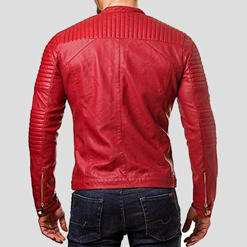 Mateo Red Quilted Leather Jacket