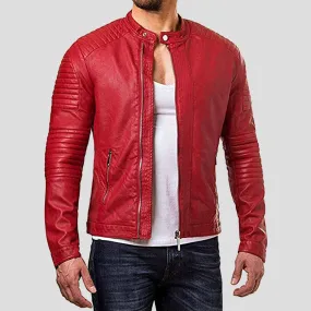 Mateo Red Quilted Leather Jacket