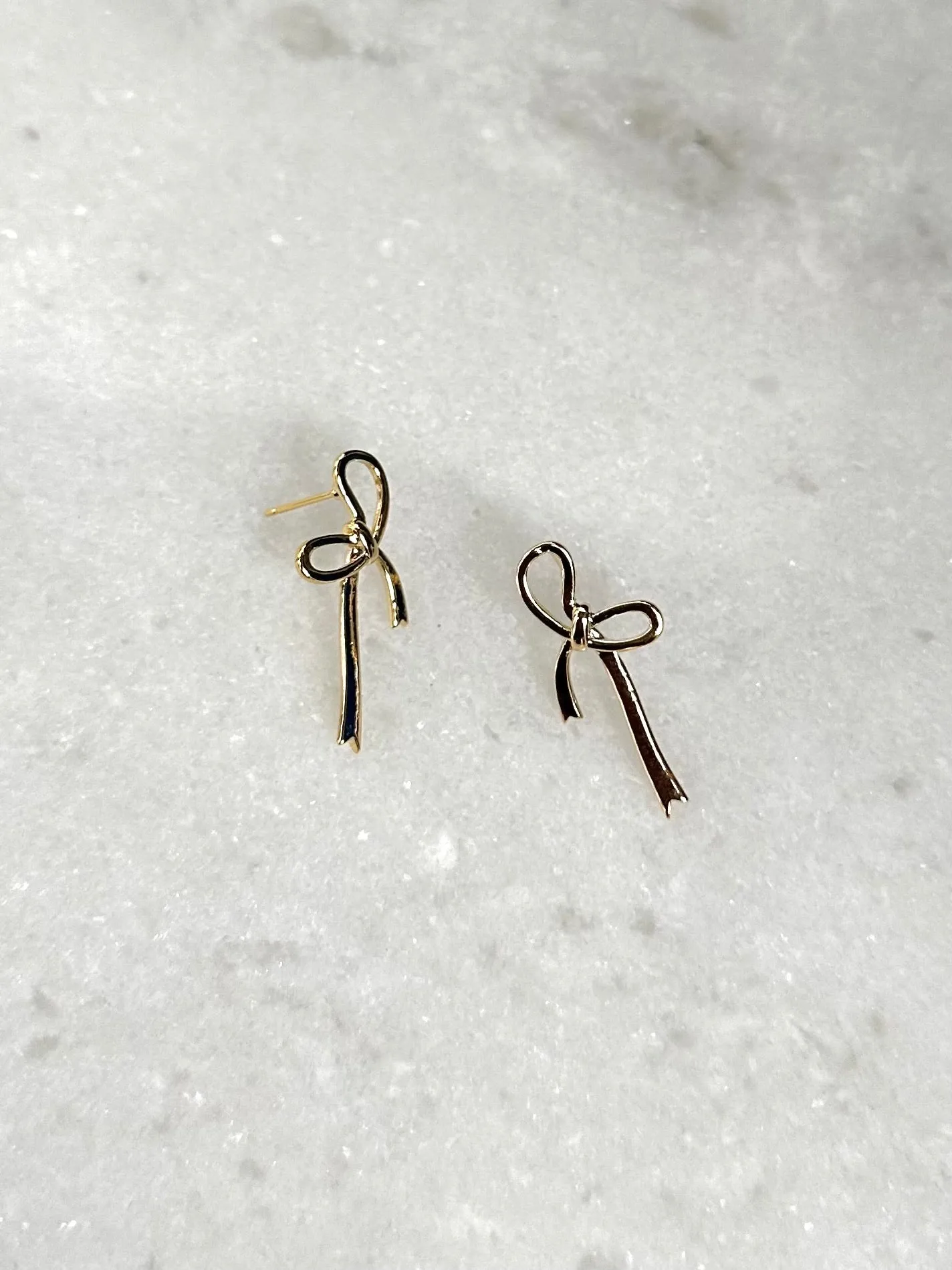 Metallic Bow Stud Earrings-Gold