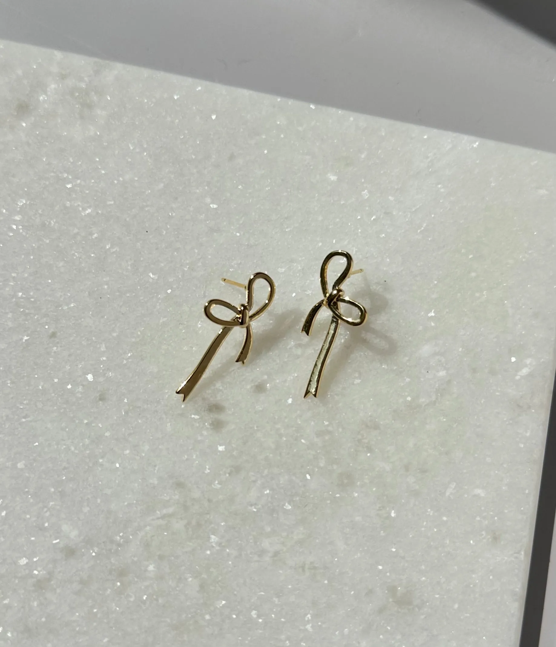 Metallic Bow Stud Earrings-Gold