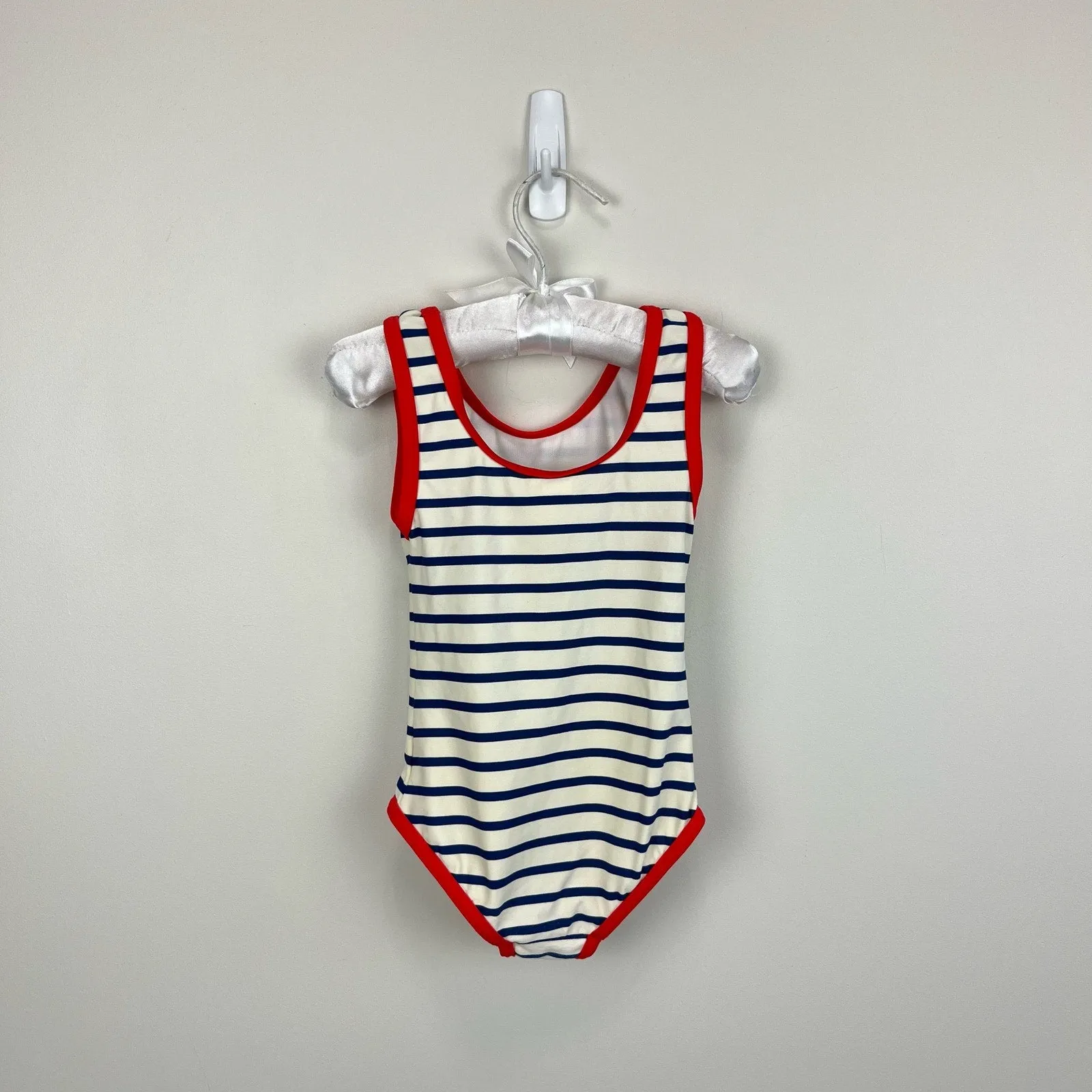 Mini Boden Fun Striped Applique Flower Swimsuit 3-4