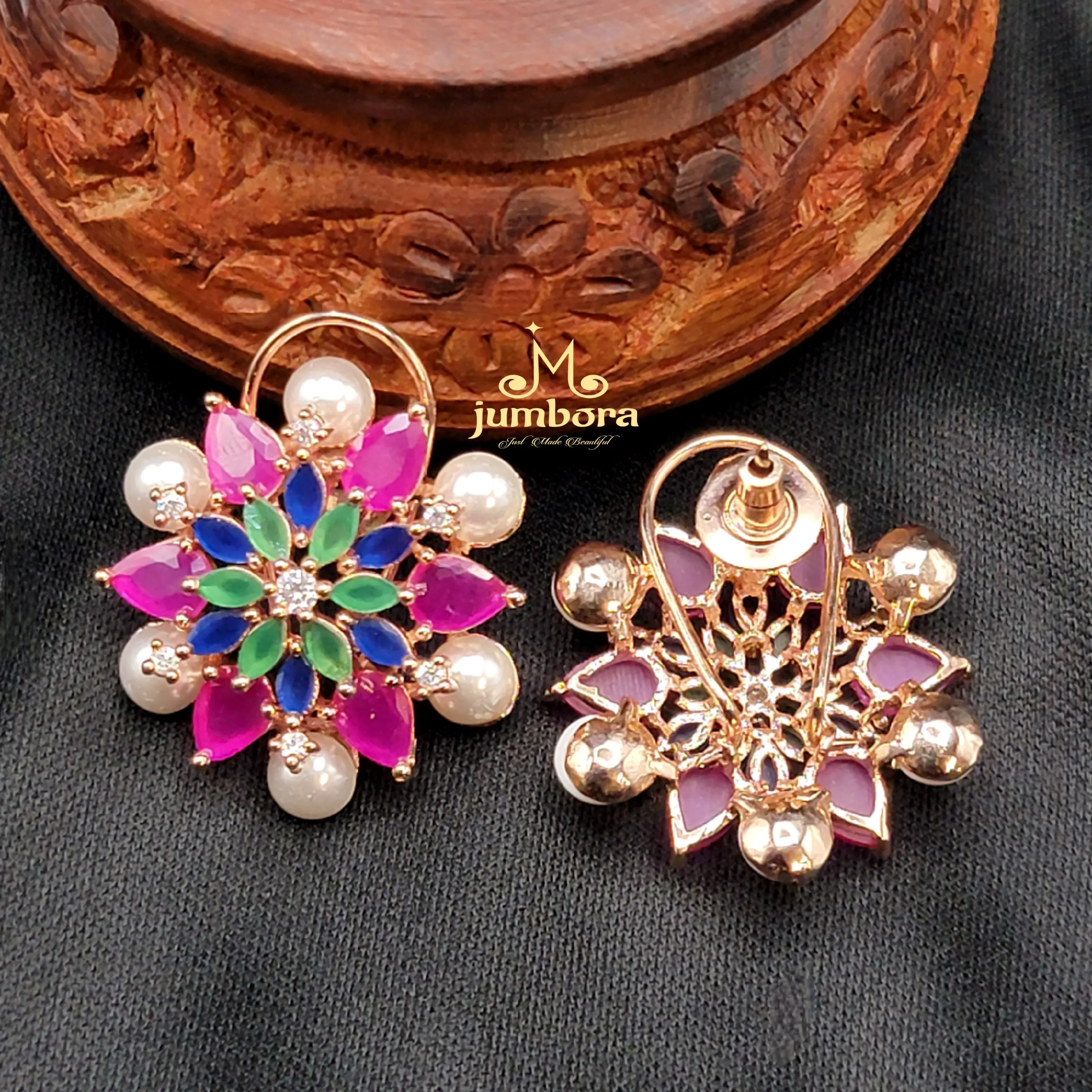 Multicolor Floral AD Zircon Stud Earring