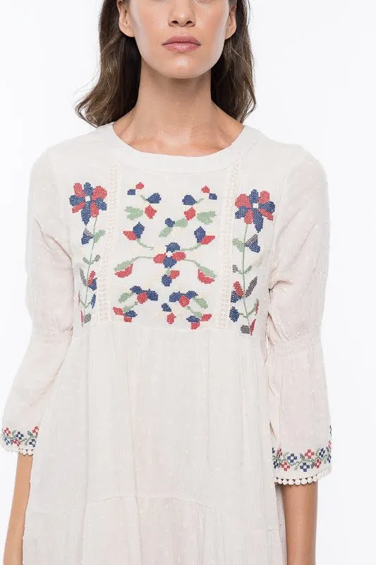 Nalah Embroidered Midi Dress