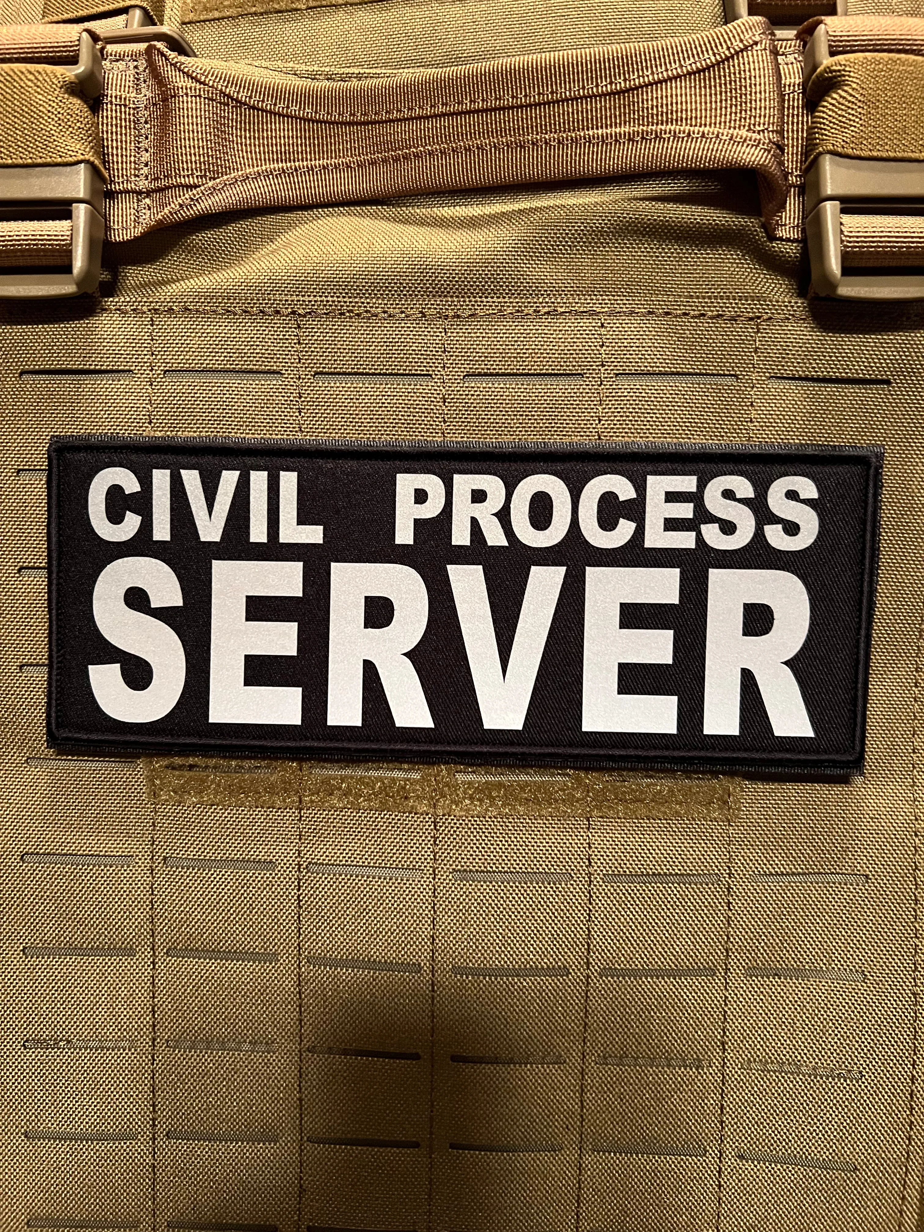 Pair of CIVIL PROCESS SERVER Patches (3” x 8”) Pair of Reflective Hook and Loop