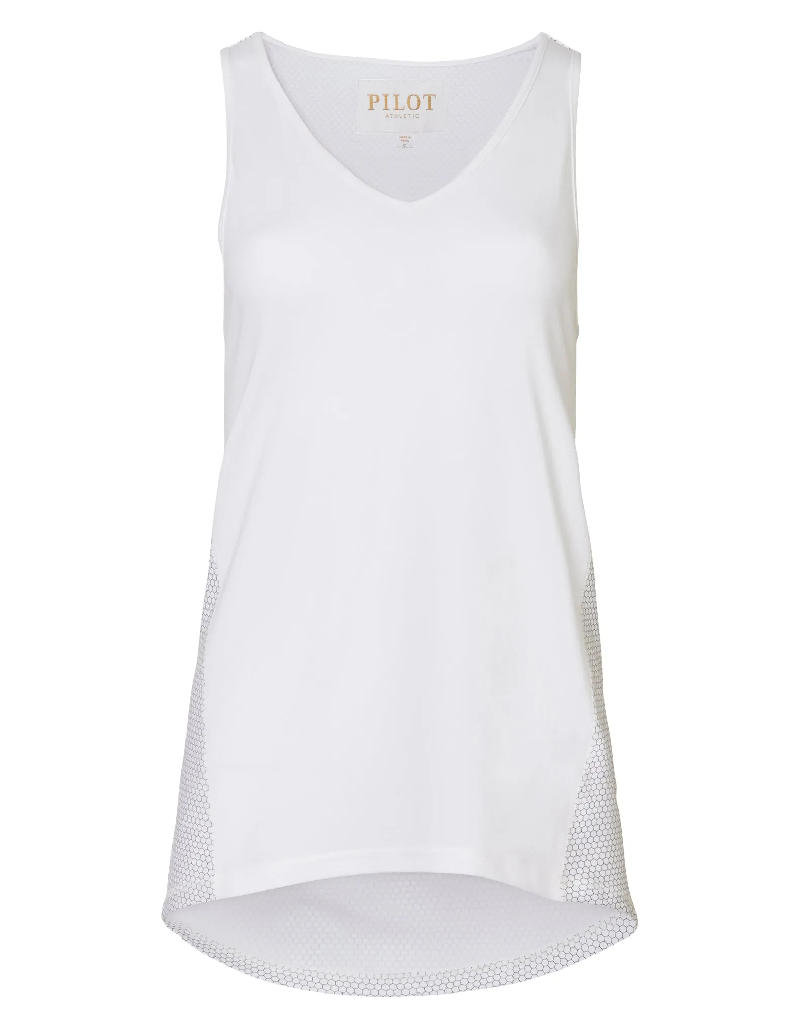 PEGGY V-NECK HONEYCOMB SINGLET - WHITE