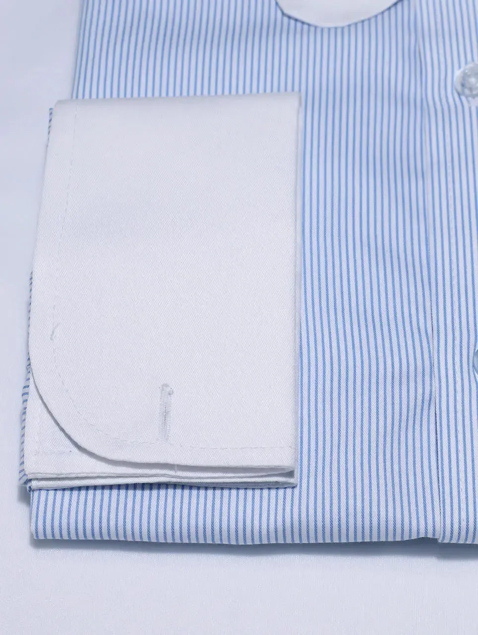 Penny Pin Collar Shirt - Sky Blue Pinstripe Shirt