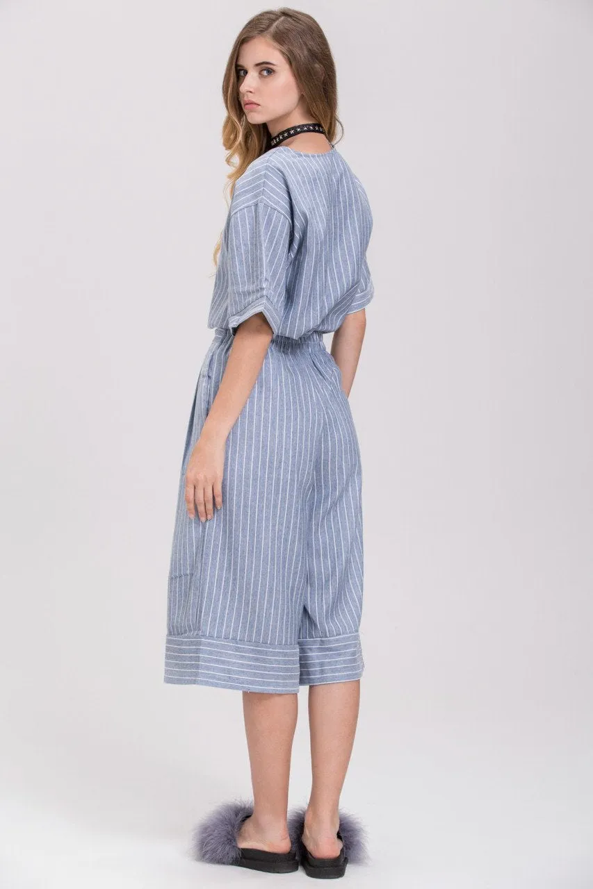 Pin Stripes Denim Culottes Co-ord