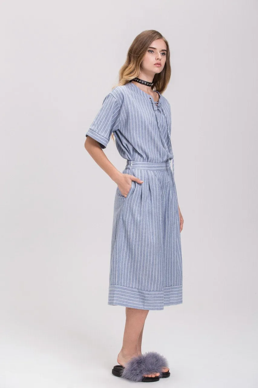 Pin Stripes Denim Culottes Co-ord