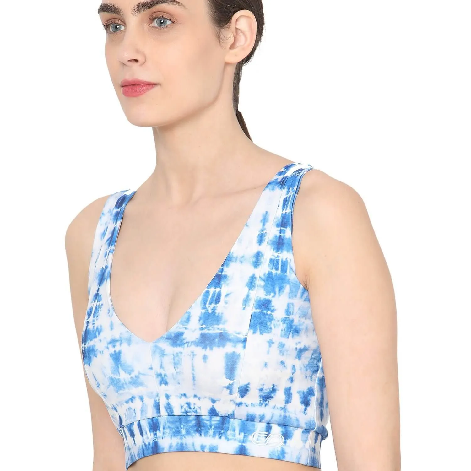 Plunge Bra Indigo Shibori