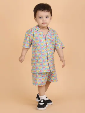 Polka Tots Cotton Half Sleeves Co-ords - Multicolor