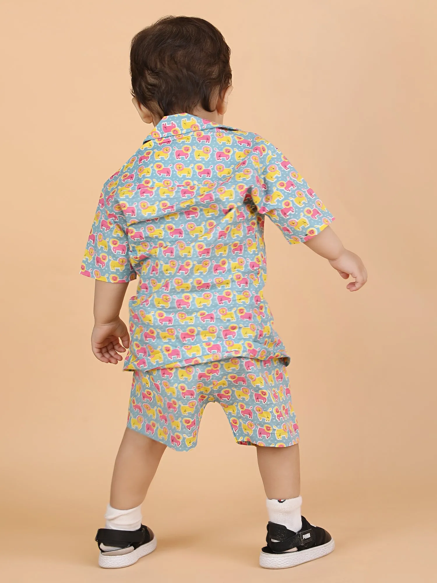 Polka Tots Cotton Half Sleeves Co-ords - Multicolor