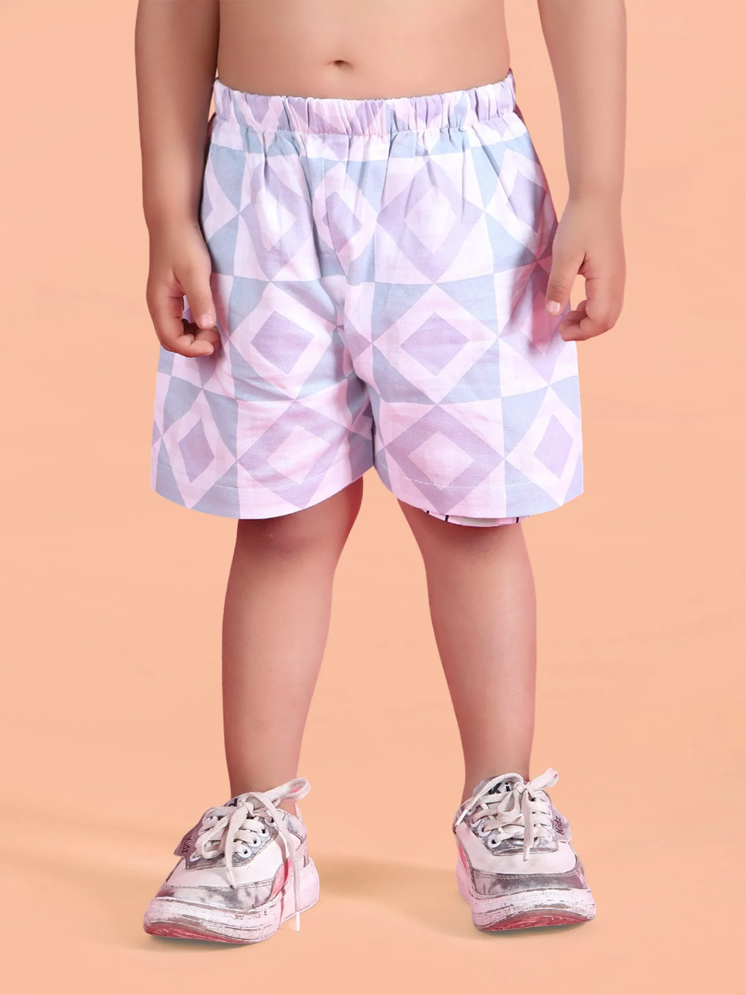 Polka Tots Half Sleeves Co-ord Shorts - Blue