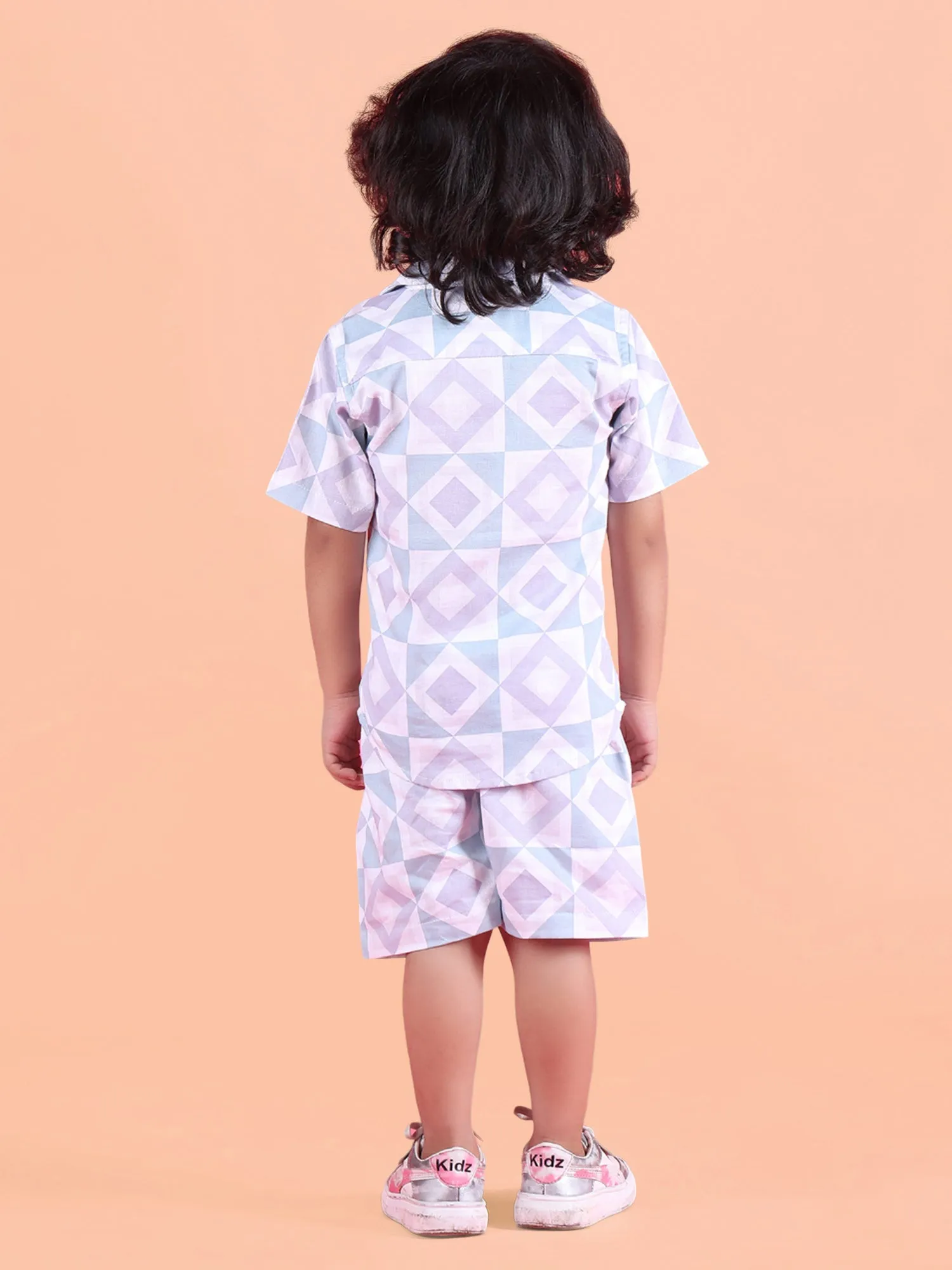 Polka Tots Half Sleeves Co-ord Shorts - Blue