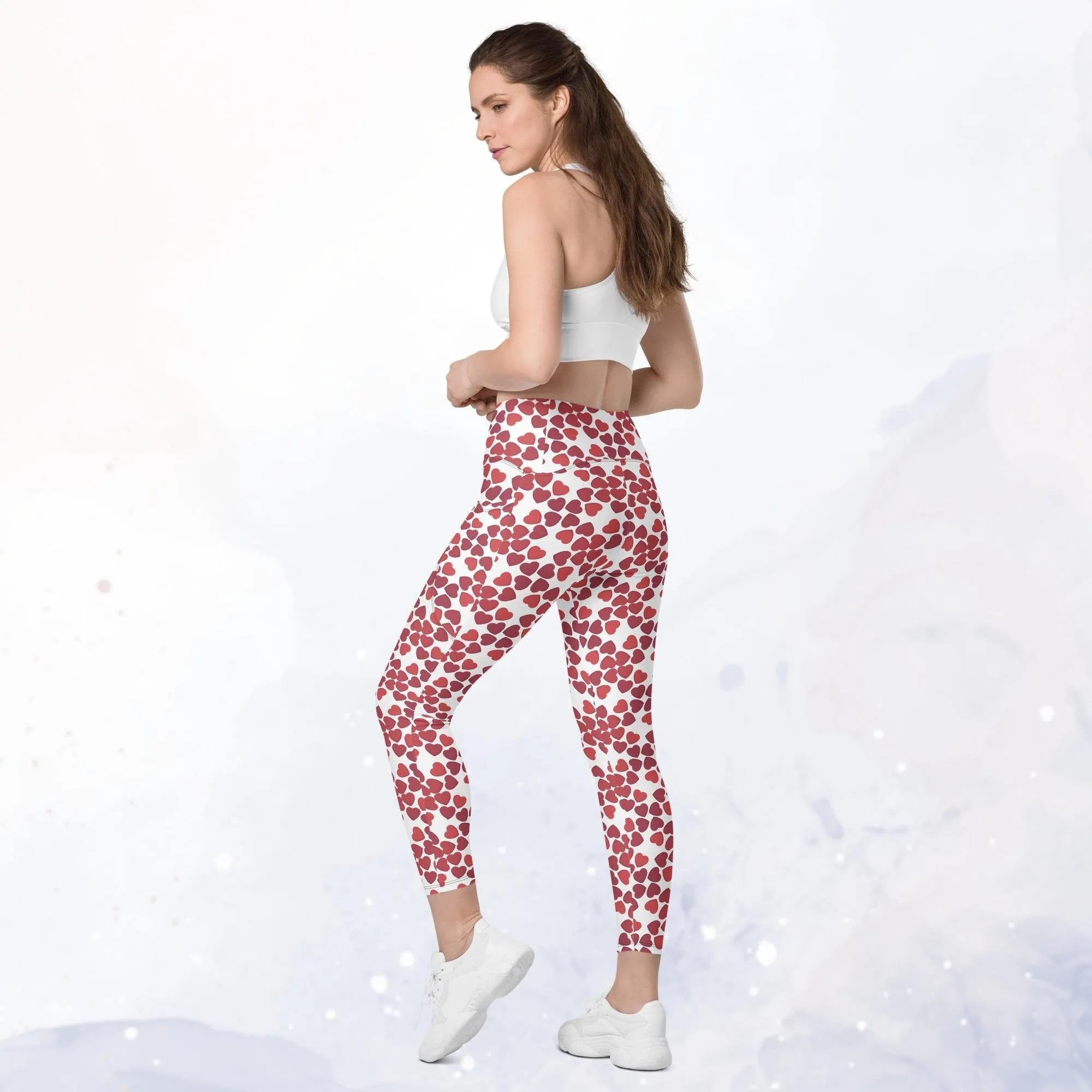 Red Heart Leggings with Pockets